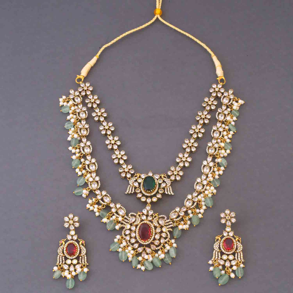 Multicolor Lada Victorian Necklace Set with Earrings