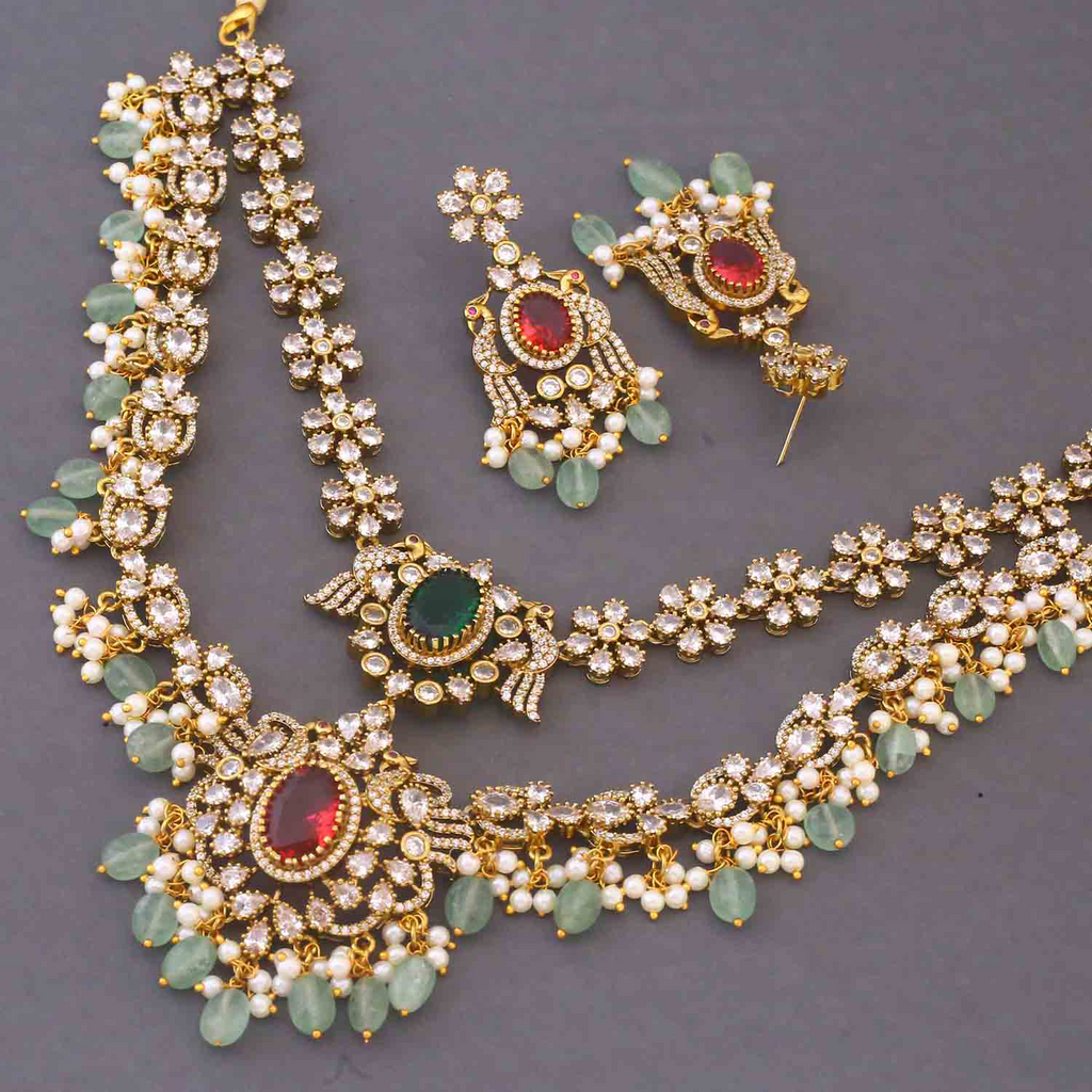 Multicolor Lada Victorian Necklace Set with Earrings