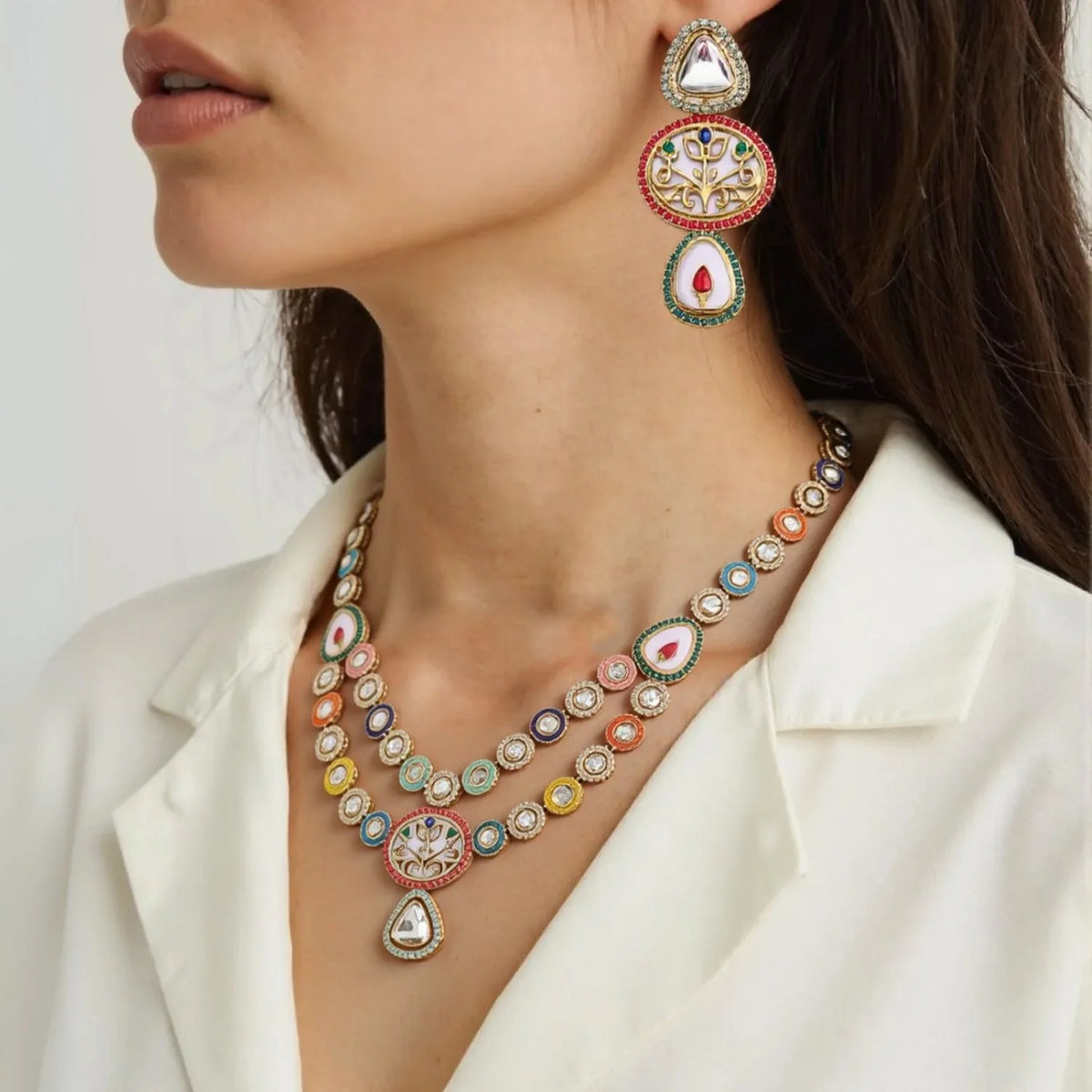 Multicolor Shrina Kundan Jewellery Set
