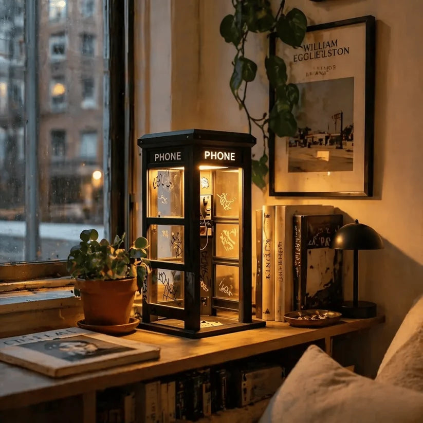 Vintage Telephone Box Mood Lamp with Warm Light