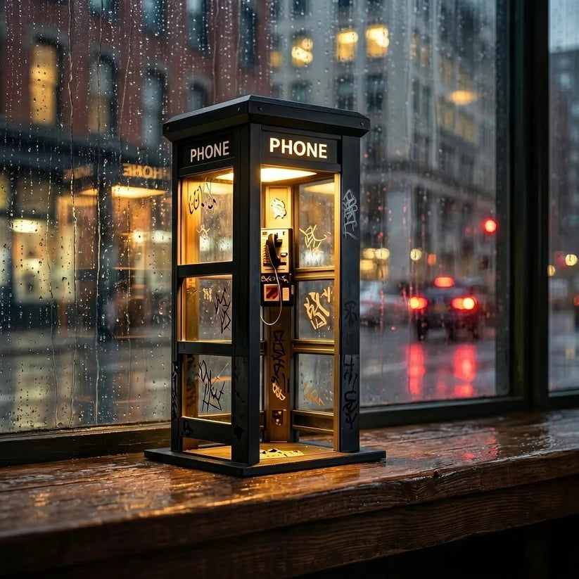 Vintage Telephone Box Mood Lamp with Warm Light
