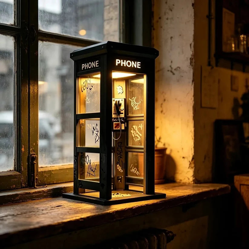 Vintage Telephone Box Mood Lamp with Warm Light