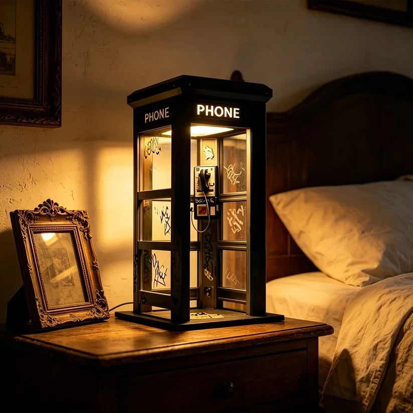 Vintage Telephone Box Mood Lamp with Warm Light