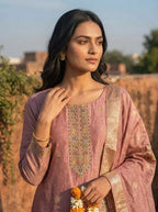 Onion Silk Zari Buta Weaved Three Piece Set